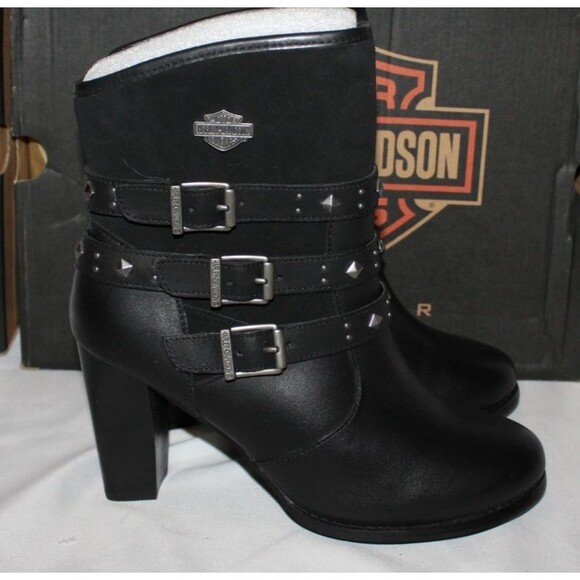 Harley-Davidson Women's Abbey Leather Heeled Motorcycle Fashion Boots NIB SZ 8.5 - Picture 2 of 9